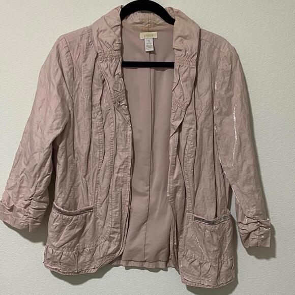 Chico's Jackets & Blazers - Shimmer Shiny Blush Pink Women's Jacket Metallic Y2K Glam Cocktail